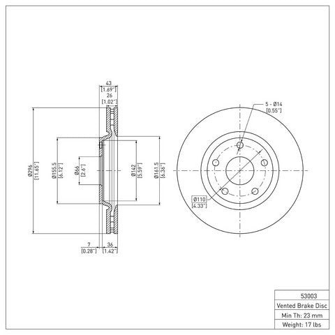 Disc Brake Rotor Dynamic Friction 604-53003