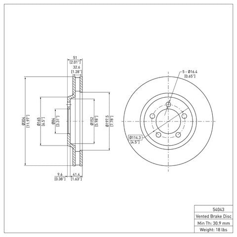 Disc Brake Rotor Dynamic Friction 604-54043