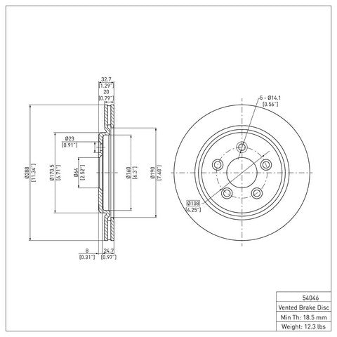 Disc Brake Rotor Dynamic Friction 604-54046