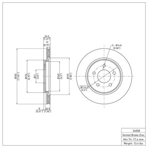 Disc Brake Rotor Dynamic Friction 604-54058