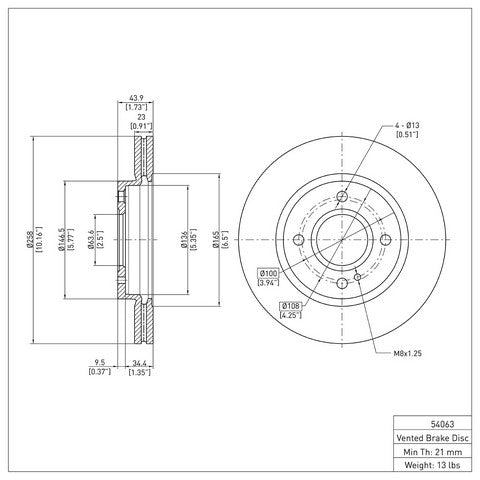 Disc Brake Rotor Dynamic Friction 604-54063