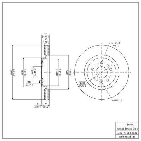 Disc Brake Rotor Dynamic Friction 604-54094