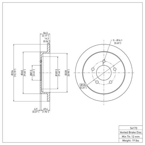 Disc Brake Rotor Dynamic Friction 604-54173