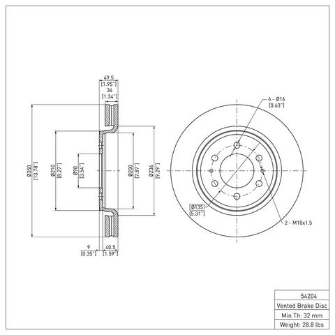 Disc Brake Rotor Dynamic Friction 604-54204