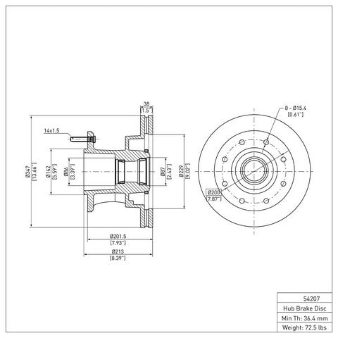 Disc Brake Rotor Dynamic Friction 604-54207