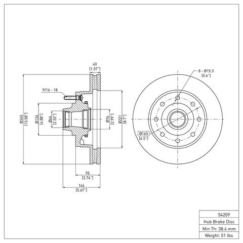 Disc Brake Rotor Dynamic Friction 604-54209
