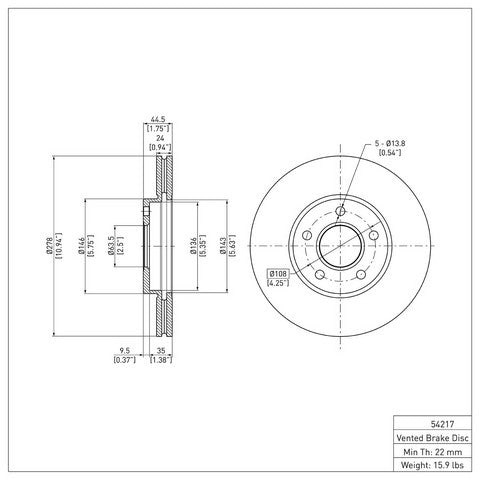 Disc Brake Rotor Dynamic Friction 604-54217
