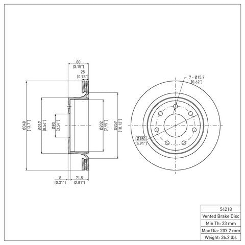 Disc Brake Rotor Dynamic Friction 604-54218