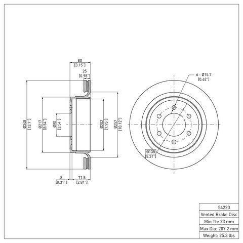 Disc Brake Rotor Dynamic Friction 604-54220