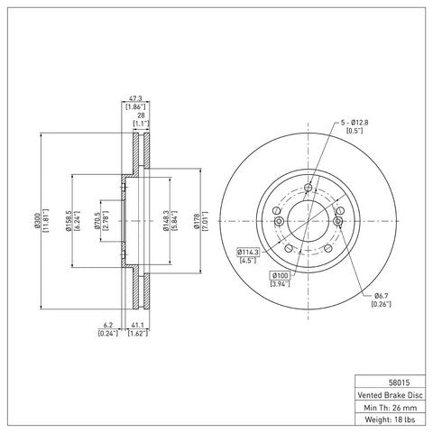 Disc Brake Rotor Dynamic Friction 604-58015
