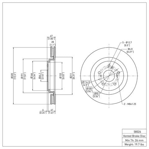Disc Brake Rotor Dynamic Friction 604-58026
