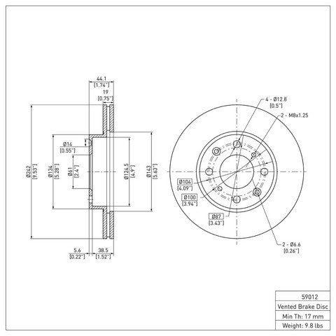 Disc Brake Rotor Dynamic Friction 604-59012