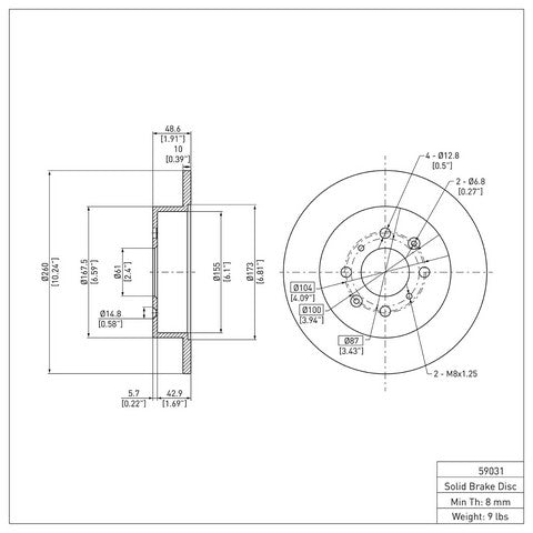 Disc Brake Rotor Dynamic Friction 604-59031