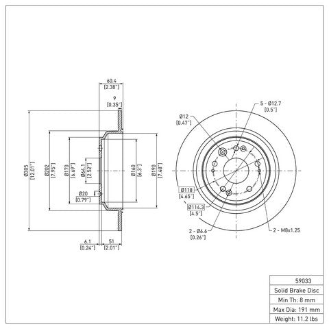Disc Brake Rotor Dynamic Friction 604-59033