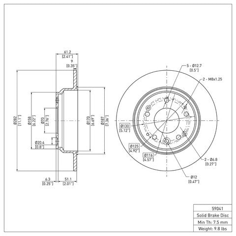 Disc Brake Rotor Dynamic Friction 604-59041