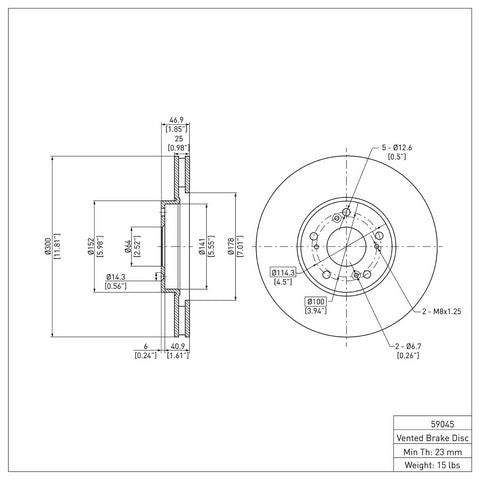 Disc Brake Rotor Dynamic Friction 604-59045