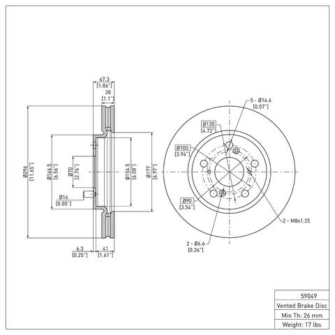 Disc Brake Rotor Dynamic Friction 604-59049