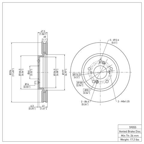 Disc Brake Rotor Dynamic Friction 604-59055