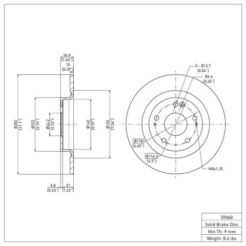 Disc Brake Rotor Dynamic Friction 604-59068