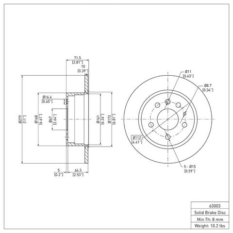 Disc Brake Rotor Dynamic Friction 604-63003