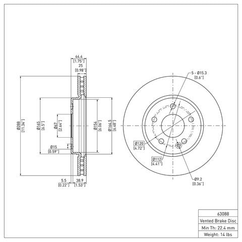 Disc Brake Rotor Dynamic Friction 604-63088