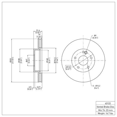 Disc Brake Rotor Dynamic Friction 604-63122