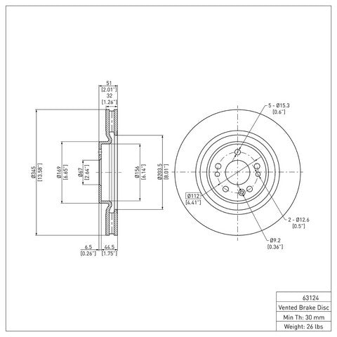 Disc Brake Rotor Dynamic Friction 604-63124
