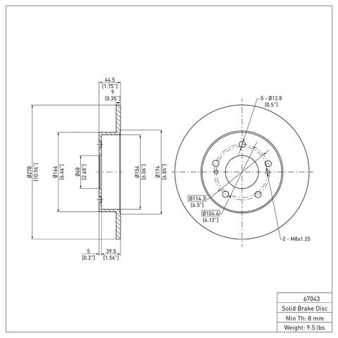Disc Brake Rotor Dynamic Friction 604-67043