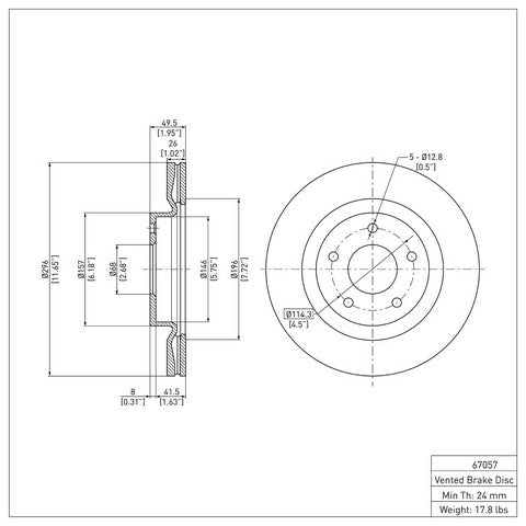 Disc Brake Rotor Dynamic Friction 604-67057