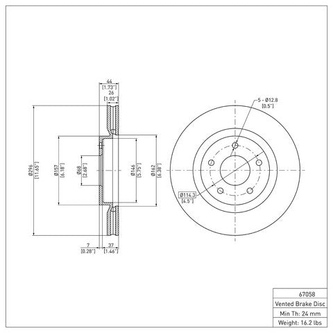 Disc Brake Rotor Dynamic Friction 604-67058