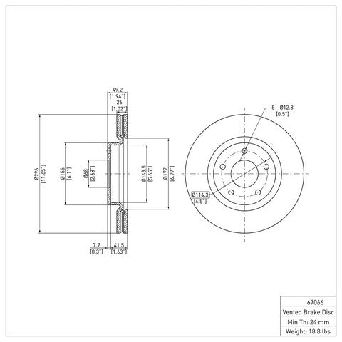 Disc Brake Rotor Dynamic Friction 604-67066