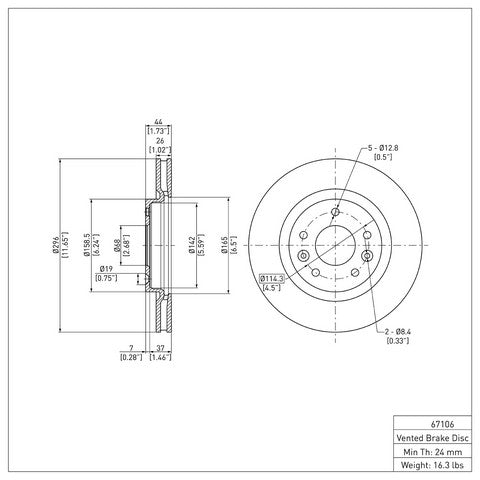 Disc Brake Rotor Dynamic Friction 604-67106