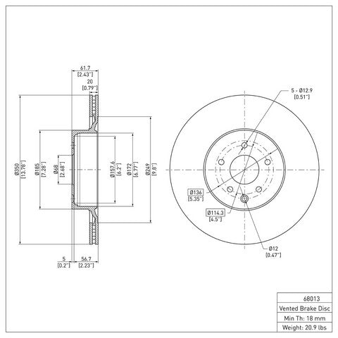 Disc Brake Rotor Dynamic Friction 604-68013
