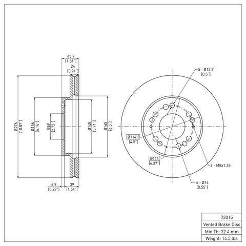 Disc Brake Rotor Dynamic Friction 604-72015