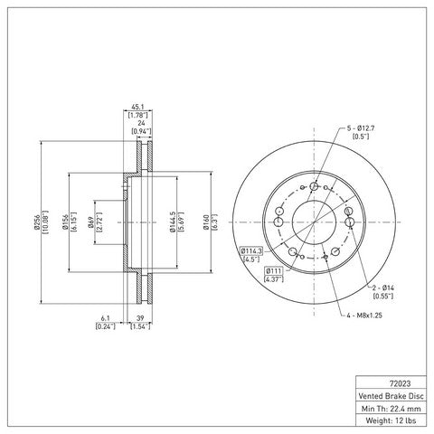 Disc Brake Rotor Dynamic Friction 604-72023