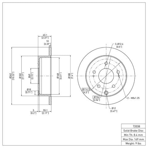 Disc Brake Rotor Dynamic Friction 604-72038