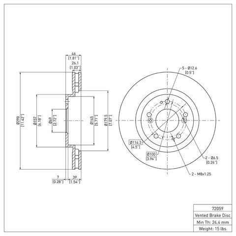 Disc Brake Rotor Dynamic Friction 604-72059