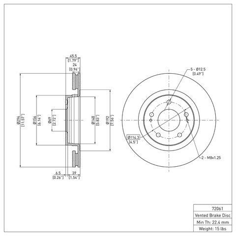 Disc Brake Rotor Dynamic Friction 604-72061