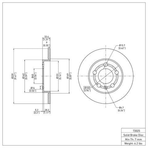 Disc Brake Rotor Dynamic Friction 604-73025