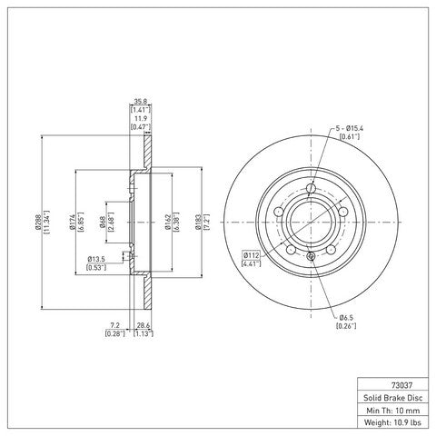 Disc Brake Rotor Dynamic Friction 604-73037