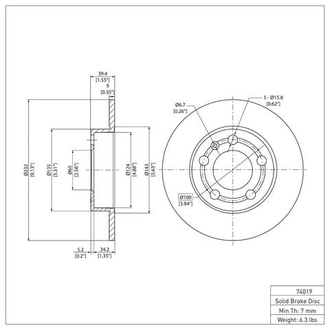 Disc Brake Rotor Dynamic Friction 604-74019