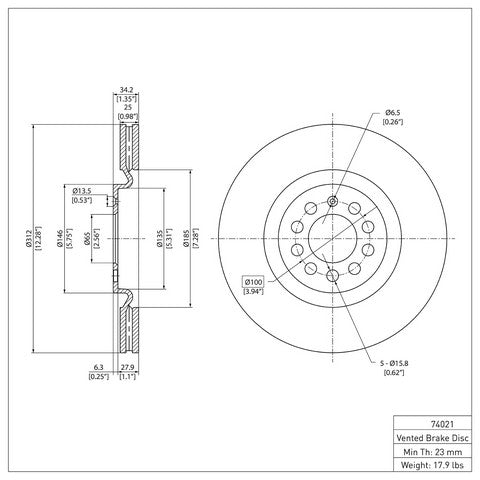 Disc Brake Rotor Dynamic Friction 604-74021