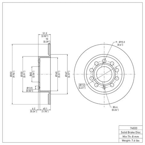 Disc Brake Rotor Dynamic Friction 604-74033