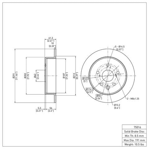 Disc Brake Rotor Dynamic Friction 604-75016