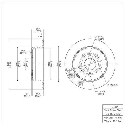 Disc Brake Rotor Dynamic Friction 604-76054