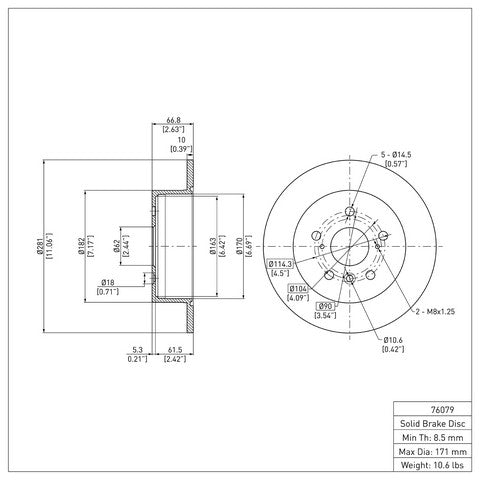 Disc Brake Rotor Dynamic Friction 604-76079