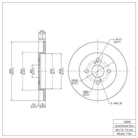 Disc Brake Rotor Dynamic Friction 604-76090