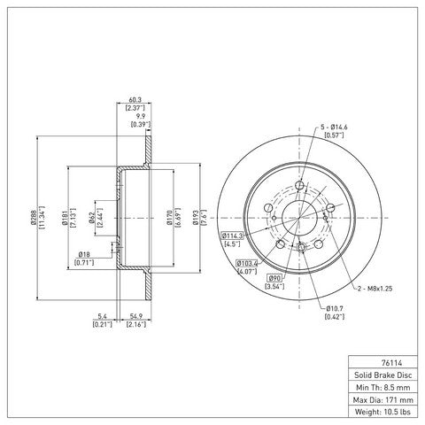 Disc Brake Rotor Dynamic Friction 604-76114