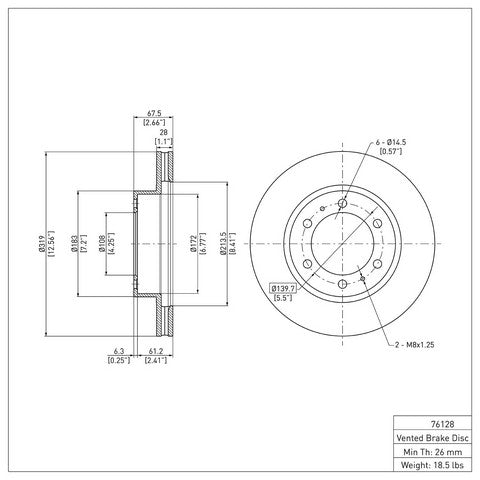 Disc Brake Rotor Dynamic Friction 604-76128