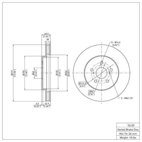 Disc Brake Rotor Dynamic Friction 604-76129